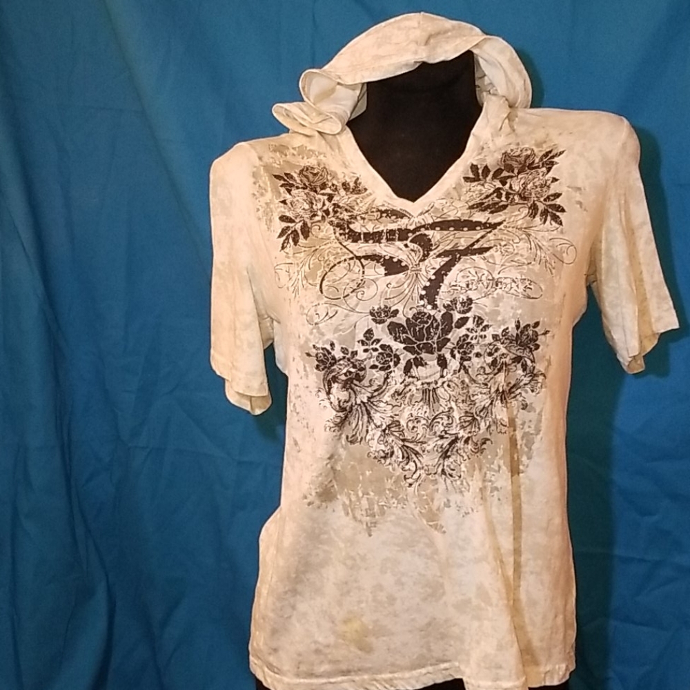 Seven 7 Hoodie T-shirt. size Large